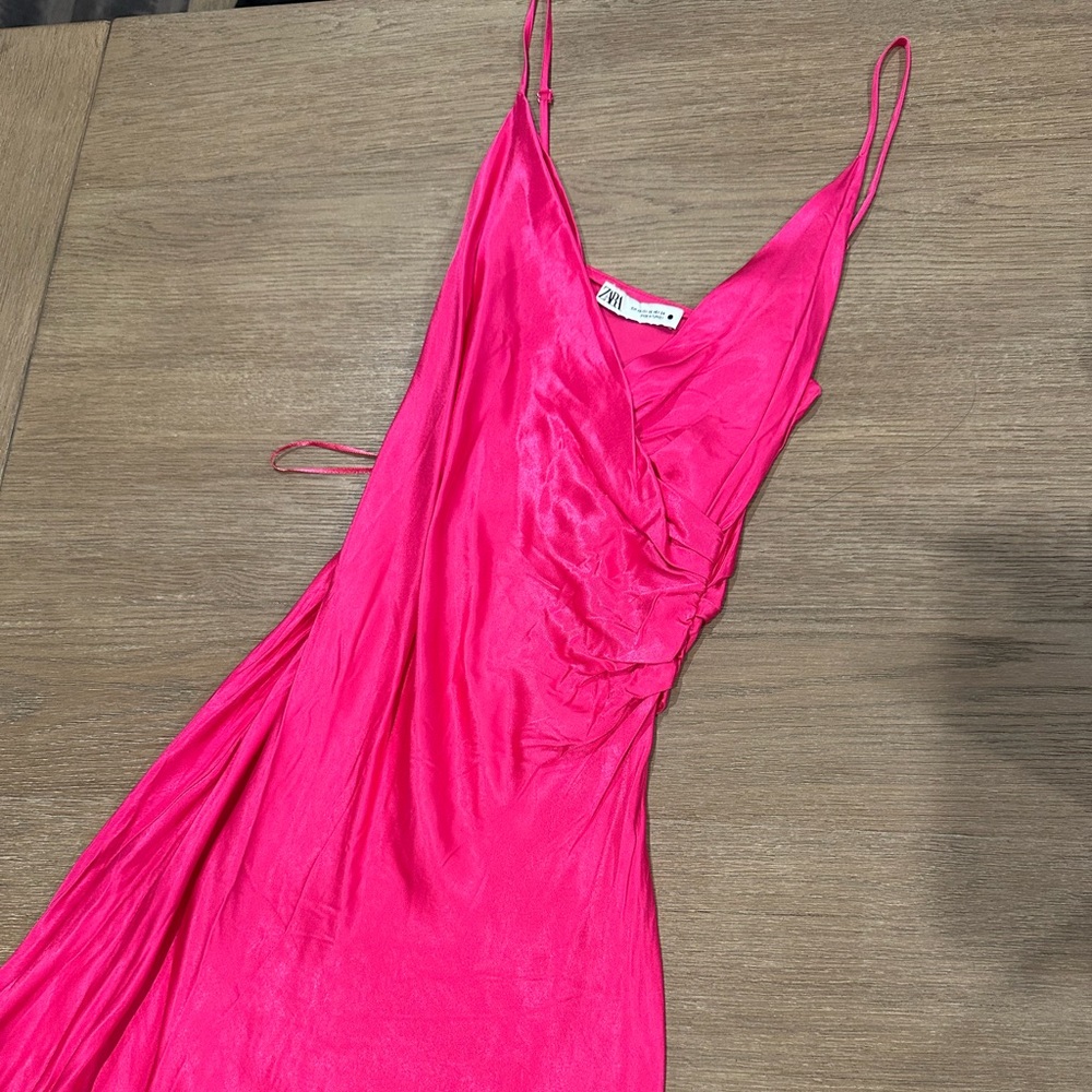 Hot Pink Satin Slip Dress
